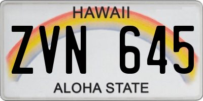 HI license plate ZVN645