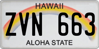 HI license plate ZVN663