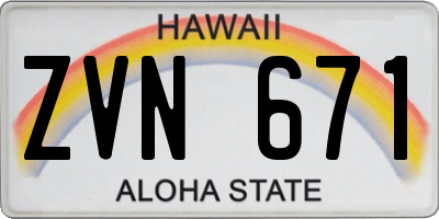 HI license plate ZVN671