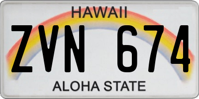 HI license plate ZVN674