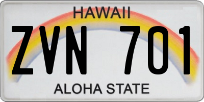HI license plate ZVN701