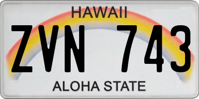 HI license plate ZVN743