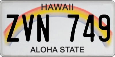 HI license plate ZVN749