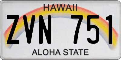 HI license plate ZVN751