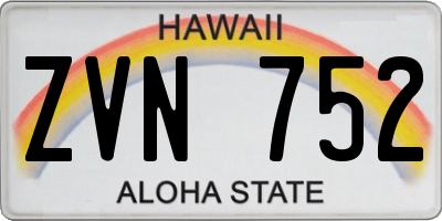 HI license plate ZVN752