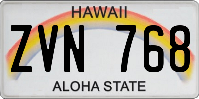 HI license plate ZVN768