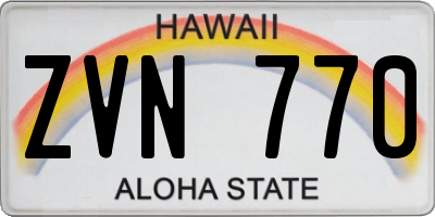 HI license plate ZVN770
