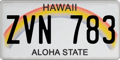 HI license plate ZVN783