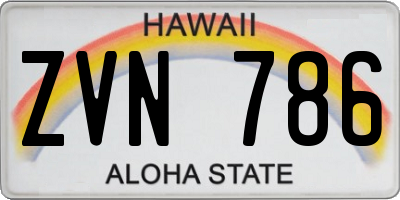 HI license plate ZVN786