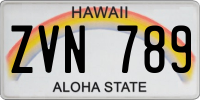 HI license plate ZVN789