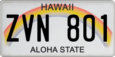 HI license plate ZVN801