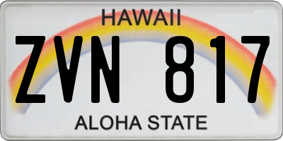 HI license plate ZVN817