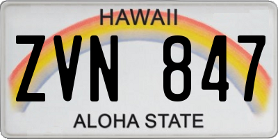 HI license plate ZVN847