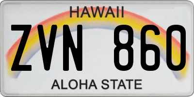 HI license plate ZVN860