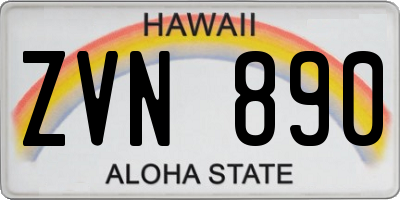 HI license plate ZVN890
