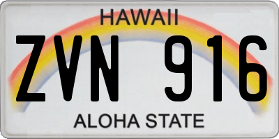 HI license plate ZVN916