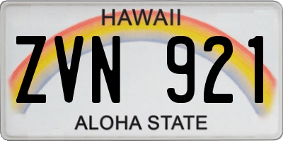 HI license plate ZVN921