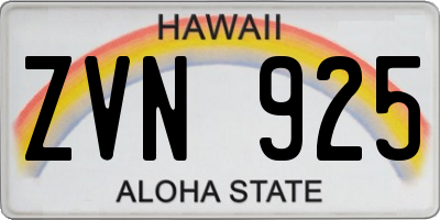 HI license plate ZVN925