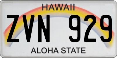 HI license plate ZVN929