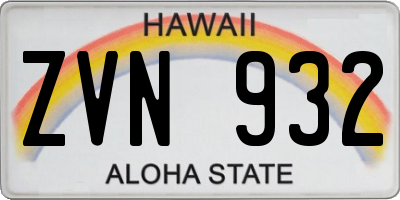 HI license plate ZVN932