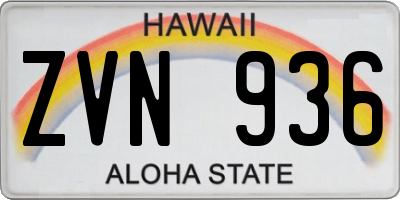 HI license plate ZVN936