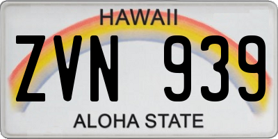 HI license plate ZVN939