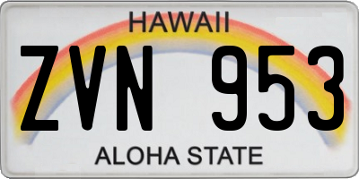 HI license plate ZVN953