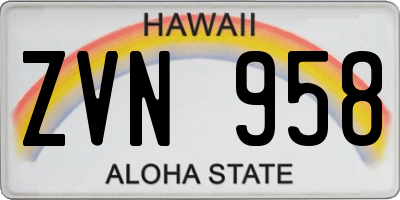 HI license plate ZVN958