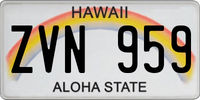 HI license plate ZVN959