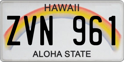 HI license plate ZVN961
