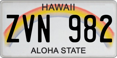 HI license plate ZVN982