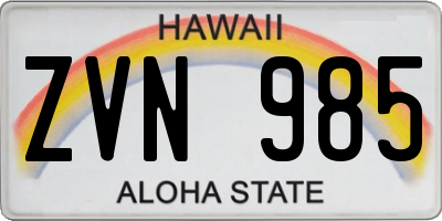 HI license plate ZVN985
