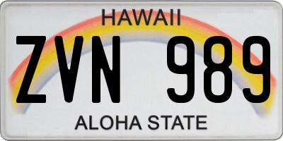 HI license plate ZVN989