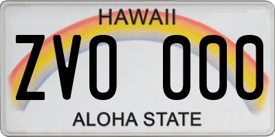 HI license plate ZVO000