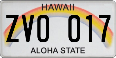 HI license plate ZVO017