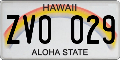HI license plate ZVO029