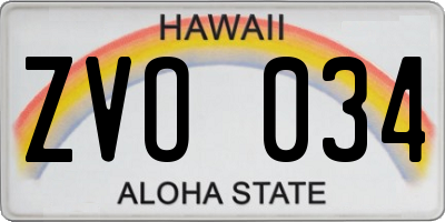 HI license plate ZVO034