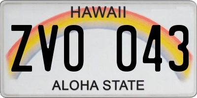 HI license plate ZVO043
