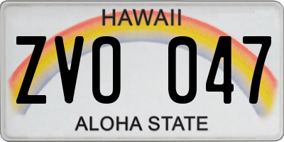 HI license plate ZVO047