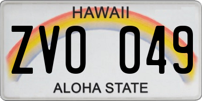 HI license plate ZVO049
