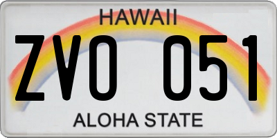 HI license plate ZVO051