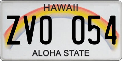 HI license plate ZVO054