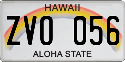 HI license plate ZVO056