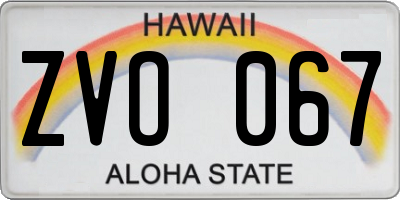 HI license plate ZVO067