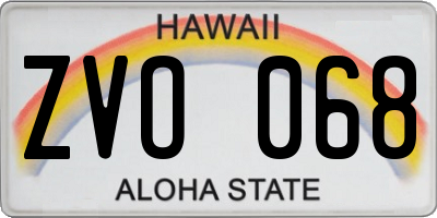 HI license plate ZVO068