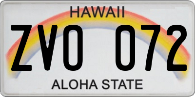 HI license plate ZVO072