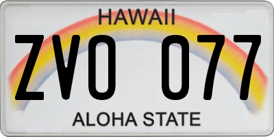HI license plate ZVO077
