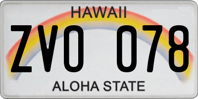 HI license plate ZVO078