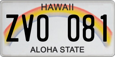 HI license plate ZVO081