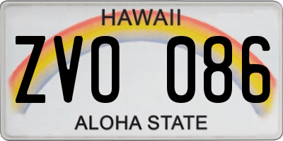 HI license plate ZVO086
